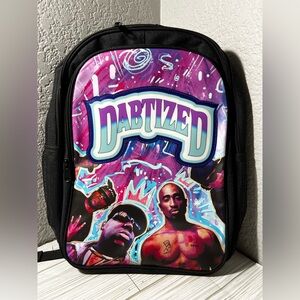 Dabtized Tupac & Biggie Graphic Backpack USB Port Street Art Design hip hop rap